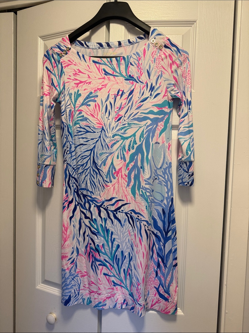 EUC Lilly Pulitzer Sophie  Boatneck Shift Dress XS Kaleidoscope Coral